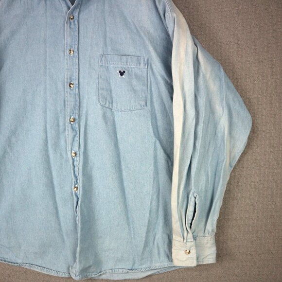 Disney Store Walt Disney Studios Denim Button Up Faded Mens Large Vintage 2000s - Picture 4 of 8